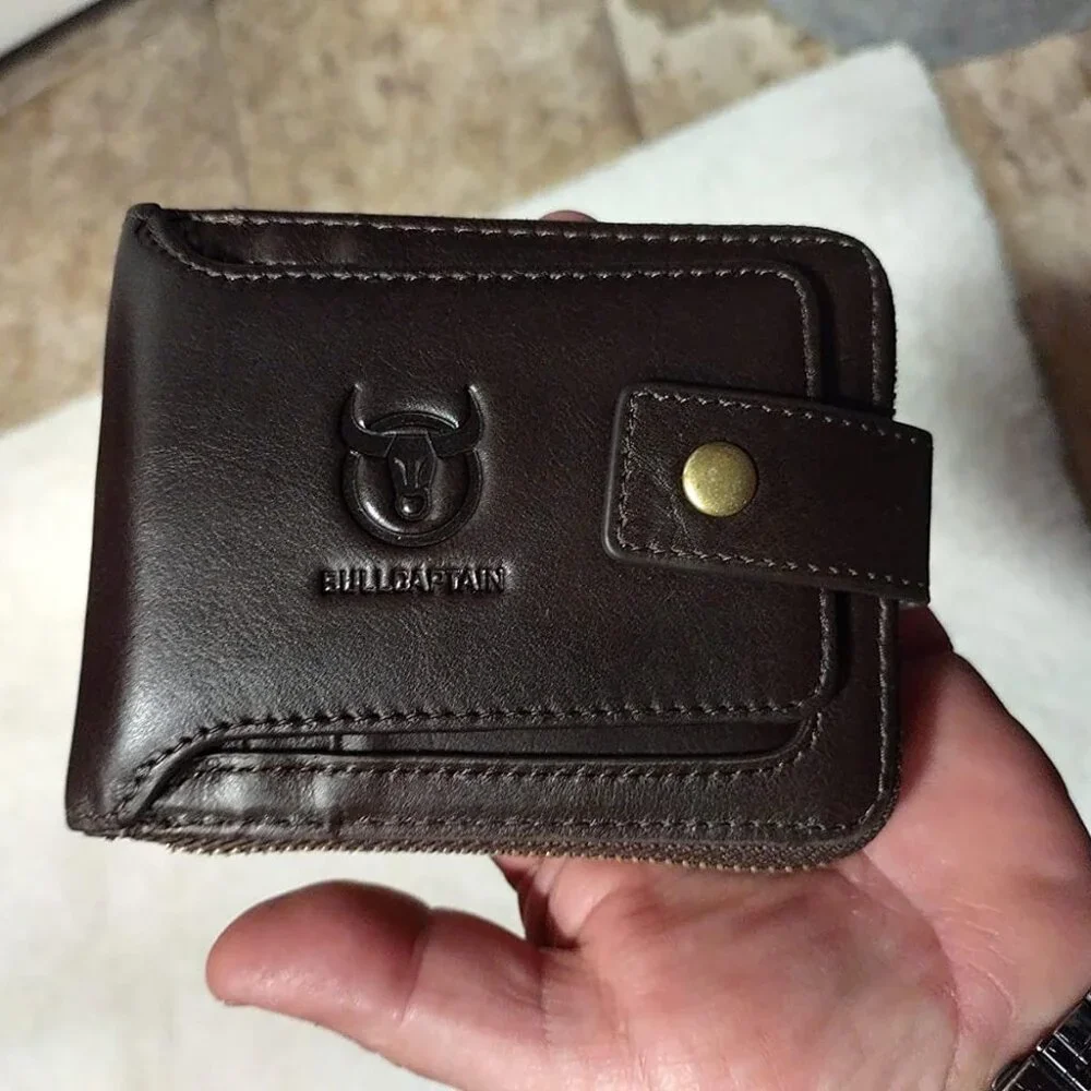 Genuine Leather Wallet for Men Large Capacity ID Window Card Case